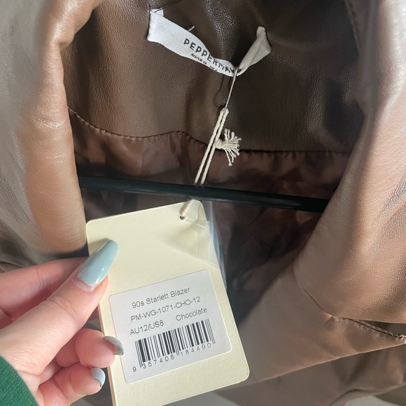 Brown leather blazer - Picture 2 of 4